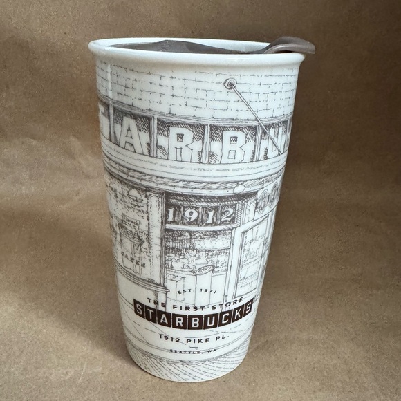 Starbucks 2016 The First Coffee Store Pike Place Storefront 12oz Ceramic Mug - Picture 1 of 9